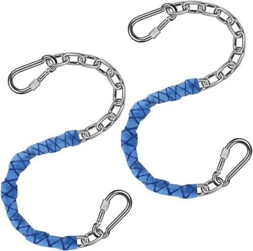 Miniatura 8 de BeneLabel 2 cadenas de acero inoxidable de 65 pulgadas con 4 ganchos de conexión rápida, cadena colgante resistente para columpio de porche, juego