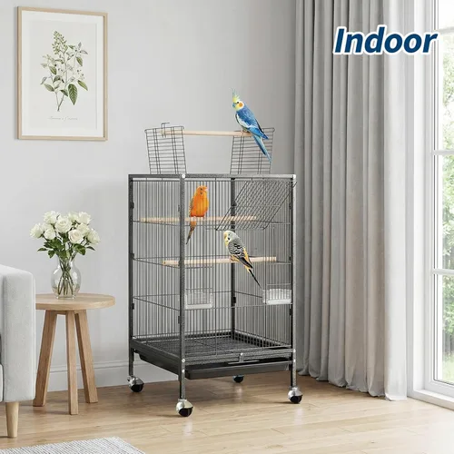 Miniatura 6 de Garvee Jaula para pájaros con parte superior abierta, jaula de metal resistente para pájaros con soporte rodante para periquitos, canarios