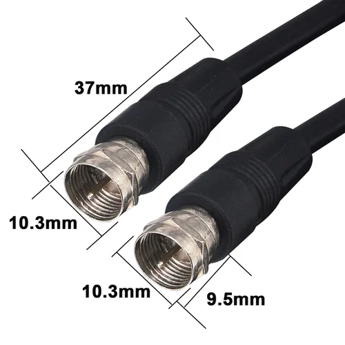Miniatura 8 de Cable coaxial de TV negro a prueba de intemperie F macho a macho con cable coaxial RG58/U 128 trenzado de alambre El conector moldeado coaxial TV