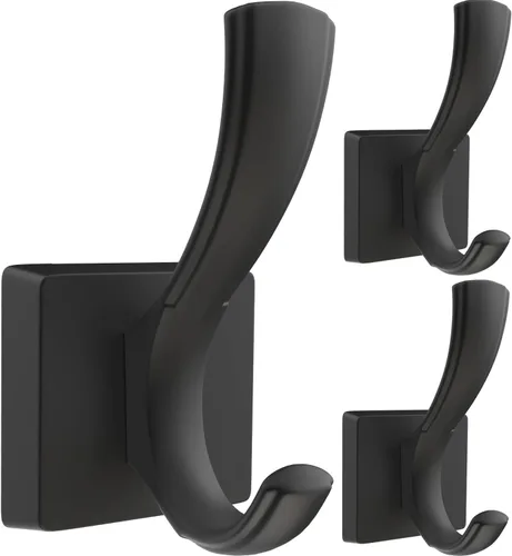 Miniatura 19 de TOFIIGREM Ganchos negros para toallas, ganchos para abrigos y batas de baño, para entrada, vestíbulo, piscina, para montar en la pared, para colgar