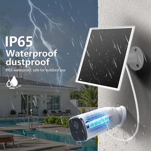 Miniatura 5 de Panel solar de 6W para cámara de seguridad al aire libre con micro USB y USB-C, cargador de panel solar para cámara de batería, se ajusta a