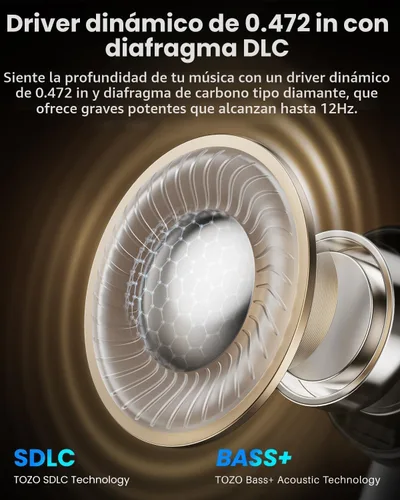 Miniatura 3 de TOZO NC20 Pro Auriculares inalámbricos con cancelación activa de ruido con pantalla táctil inteligente, audio LDAC de alta resolución, graves