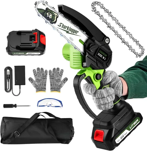 Miniatura 9 de Motosierra sin escobillas de 12" de 20V, motosierra eléctrica inalámbrica, motosierra portátil de mano, motosierras para poda de ramas y corte