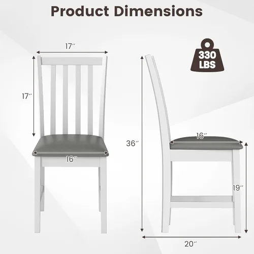 Miniatura 3 de Giantex Juego de 4 sillas de comedor de madera, sillas de cocina tapizadas de piel sintética con patas de madera de goma, respaldo curvo, asiento