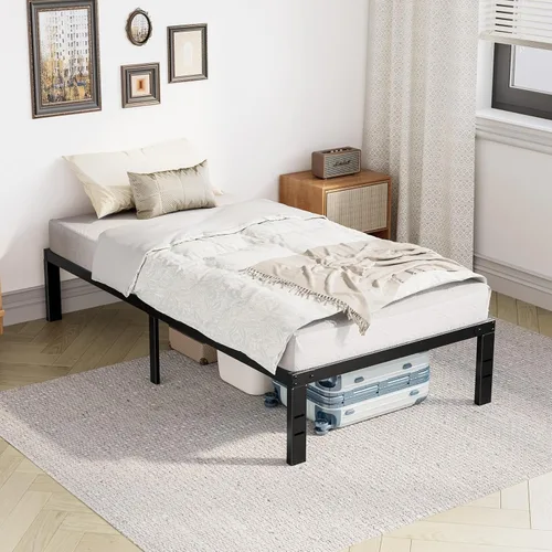 Miniatura 8 de OLIXIS 14in Metal Twin Bed Frame High with Storage Space, Sturdy Steel Slat Support with 800LBS Heavy Duty, No Box Spring Needed, Easy Assembly