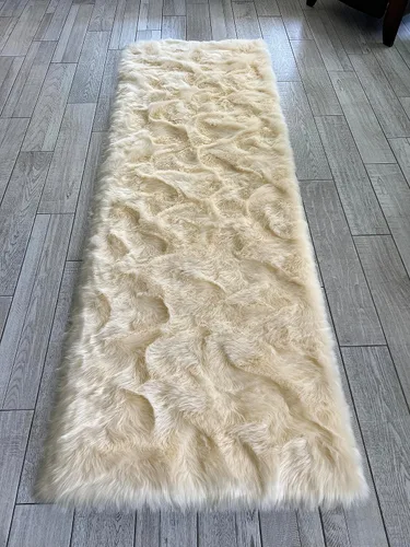 Miniatura 44 de LAMBZY Elegante y sofisticada alfombra rectangular de piel de oveja (beige, 2 x 3 pies)