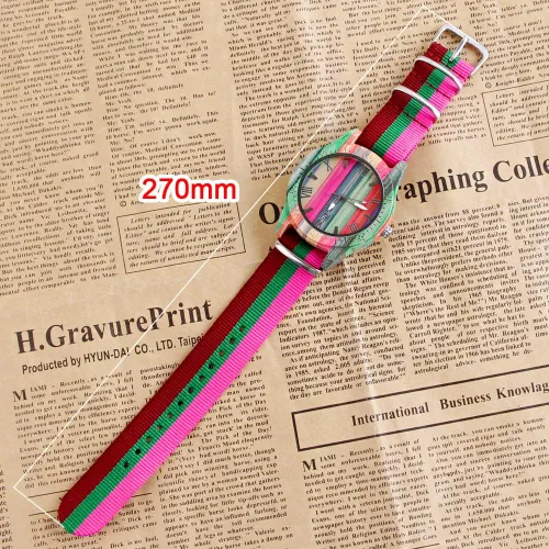 Miniatura 7 de Relojes de madera para hombre, hechos a mano, coloridos, de madera de bambú, analógico, de cuarzo, para hombre, reloj de madera