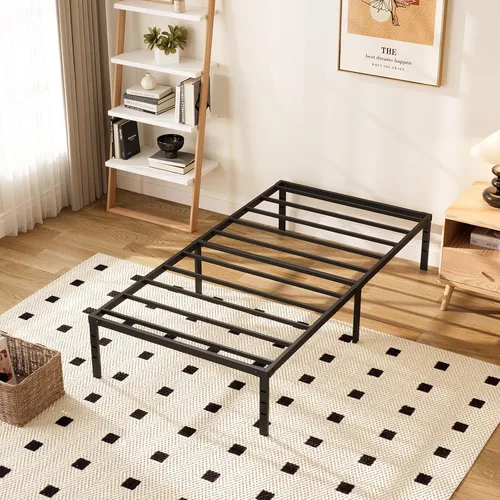Miniatura 8 de Base de cama individual de 18 pulgadas de alto, plataforma resistente con almacenamiento debajo de la cama, marco de cama de metal resistente