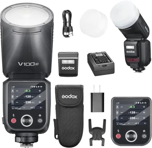 GODOX V100C USA Flash V100-C U 100w Flash de cabeza redonda de pantalla táctil para Canon, 2.4G inalámbrico con flash externo y sincronización