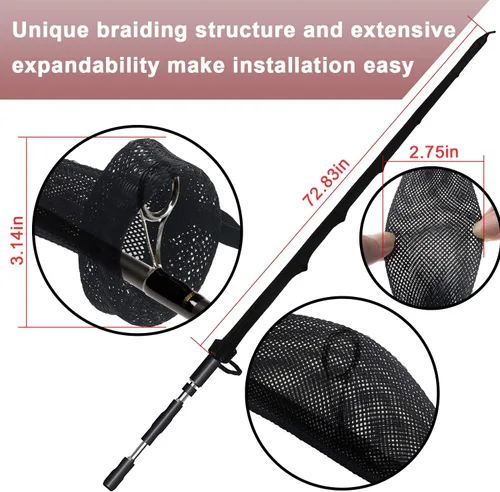 Miniatura 3 de Funda para caña de pescar – Paquete de 4 calcetines de manga de caña con cordón para mosca, spinning, casting, pesca en el mar