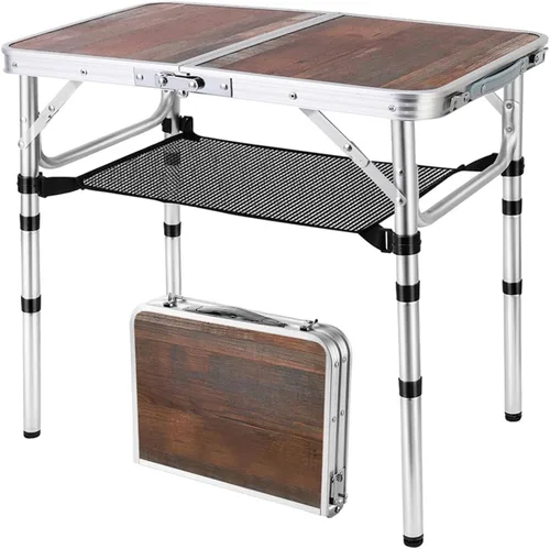 Miniatura 9 de YihuiKo Mesa de picnic plegable, mesa de campamento pequeña con alturas ajustables, mesa auxiliar de aluminio ligera portátil para oficina, playa