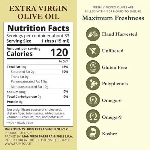 Miniatura 2 de Frantoia Aceite de oliva virgen extra de Italia – Aceite de oliva siciliano auténtico con fruta, sin filtrar, extraído en frío, aceite de oliva