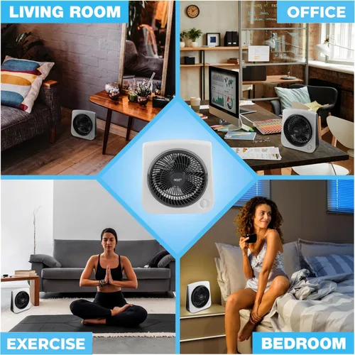 Miniatura 6 de Comfort Zone Ventilador de mesa Turbo con cabezal ajustable de 180 grados, 10 pulgadas, 3 velocidades, inclinación ajustable, ideal para el hogar