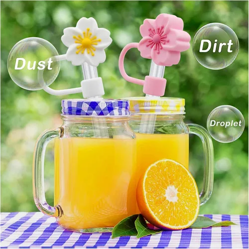 Miniatura 4 de Tapa de silicona con flores para pajita de vaso Stanley, 10 mm 0.4 pulgadas, tapas reutilizables, regalo para decoración de fiesta 4 piezas flor