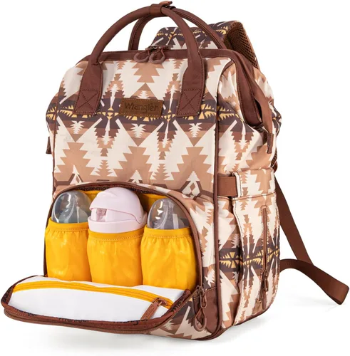 Miniatura 3 de Mochila para pañales Montana West Wrangler Callie con correas para cochecito, bolso de viaje multifunción para bebé al estilo sureño WG2210-9110TN