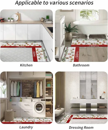 Miniatura 6 de Tapete de baño de Navidad para bañera, antideslizante, de secado rápido y absorbente, tierra de diatomeas, para ducha, dormitorio, cocina, lavable