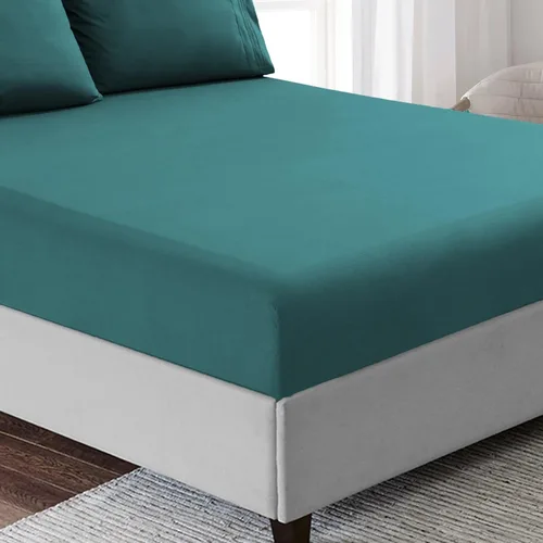 Miniatura 9 de Marina Decoration Juego de sábanas de 4 piezas con 2 fundas de almohada bordadas, de rayón sólido de bambú para todas las estaciones, con 2 fundas