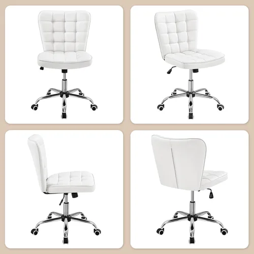 Miniatura 7 de Yaheetech Silla de Escritorio sin Brazos Moderna Acolchada Silla de Oficina Silla de Computadora de Cuero Sintético Tapizada con Altura de Asiento