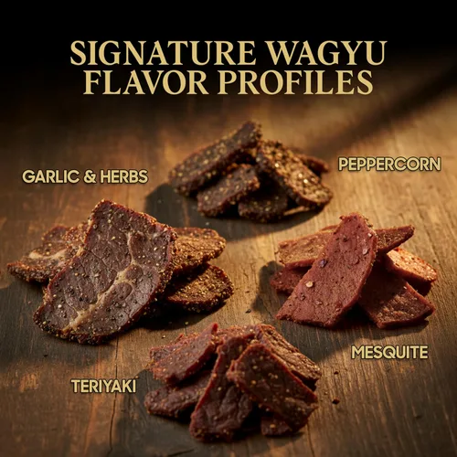 Miniatura 5 de Five Star Wagyu Beef Jerky - Ajo y Hierba + Pimienta Variedad Paquete de 2 (4 onzas)
