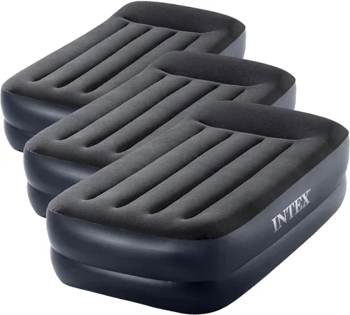 Intex Raised Airbed Mattress with Built-in Pump, Dura-Beam Plus Pillow, Twin - Portable Inflatable Luxury Blow-Up Bed for Adults, Camping, Guests