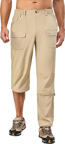 Little Donkey Andy Pantalones elásticos convertibles para hombre, con cremallera, ligeros, de secado rápido, para senderismo, pesca, viajes