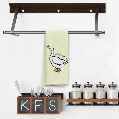 Miniatura 3 de TNUW Silly Goose - Toallas de cocina suaves y absorbentes, paños de cocina cristianos de 16 x 24 pulgadas, regalos divertidos de ganso (crema)