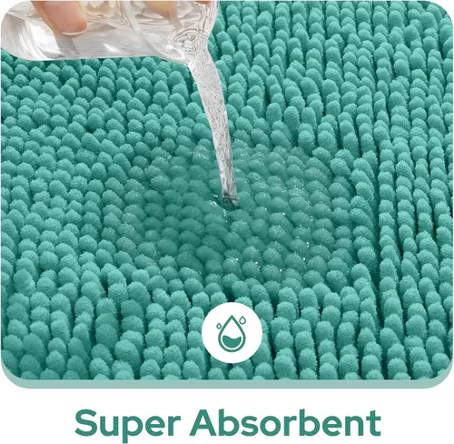 Miniatura 4 de HOMEIDEAS - Juego de tapetes para baño (2 piezas), de felpilla suave, absorbente, peluda, antideslizante, para baño, tina y ducha. Se pueden lavar a