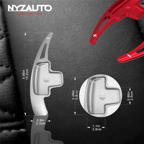 Miniatura 7 de Extensión de aleación de aluminio para aletas de cambio de marchas, compatible con Mercedes Benz A B E GLA GLK SLK M GL Class (Modelo A-Plata)