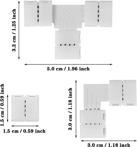 Miniatura 3 de Mudder Paquete de 30 conectores de luz LED RGB de 4 pines, extensión de adaptador sin soldadura de 0.394 pulgadas (0.394 in) compatible con tira LED