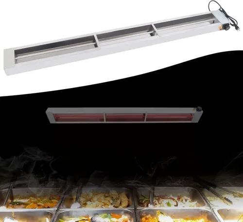 Miniatura 3 de Lámpara de calor de alimentos de 60 pulgadas, calentador de alimentos eléctrico comercial con cable, enchufe y 4 ganchos de montaje