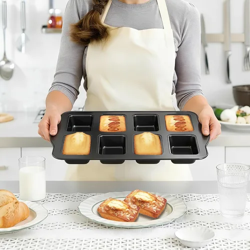 Miniatura 7 de Mini molde para pan de 8 cavidades, antiadherente de acero al carbono, bandeja para hornear mini pan de plátano, brownies y pastel de carne, apto