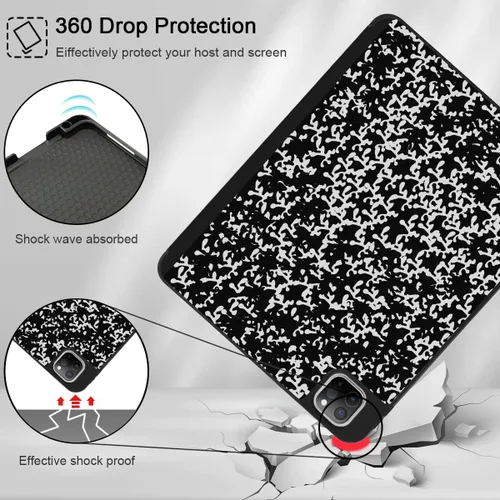 Miniatura 5 de Funda Tuiklol para iPad Pro de 12.9 pulgadas 2022 2021 2020 2018 6th / 5th / 4th / 3rd Gen Built in Pencil Holder Protective Stand Back Cover with