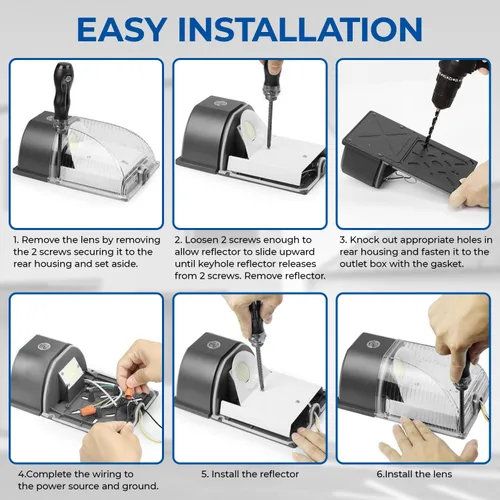 Miniatura 7 de Cinoton - Paquete de luces LED de pared, 26 W, 3000 lm, 5000 K (resistente al agua IP65), 100 – 277 Vac, 150 – 250 W MH/HPS, repuesto para Bronce