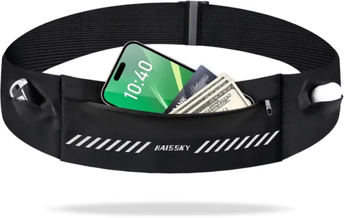 Cangurera delgada para correr para hombres y mujeres, soporte para teléfono para correr, riñonera, cinturón de dinero con 3 bolsas separadas para