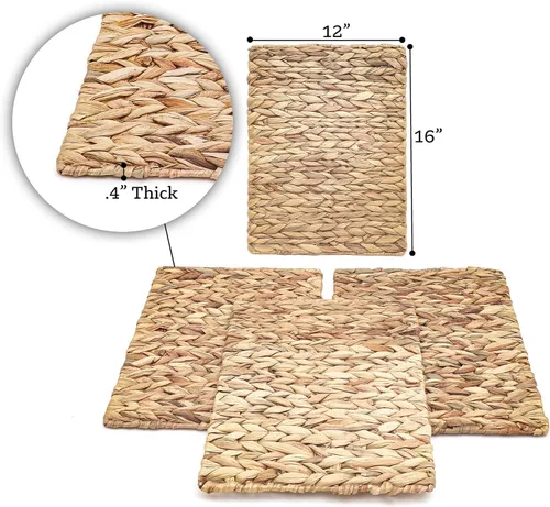 Miniatura 3 de Trademark Innovations Manteles individuales rectangulares de 16 x 12 pulgadas para interiores o exteriores de jacinto de agua natural (juego de 4)