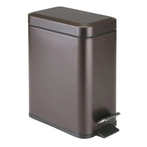 Miniatura 19 de mDesign - Cubo de basura de 1,3 galones de perfil delgado con escalón de metal, papelera, contenedor de basura, baño, tocador, dormitorio, cocina