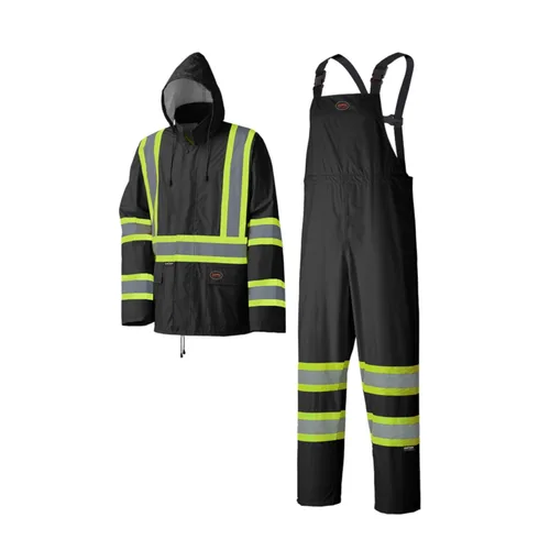 Pioneer Hi Vis Traje de Lluvia Ligero Impermeable de Seguridad - Equipo de Lluvia Reflectante para Trabajo para Hombres y Mujeres Negro