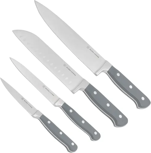 Miniatura 20 de DURA LIVING Cuchillo Santoku de 7 pulgadas, hoja de acero inoxidable de alto carbono afilada, mango remachado ergonómico forjado, cuchillo de chef