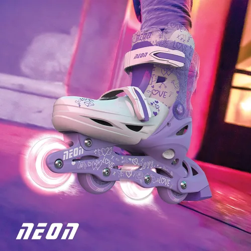 Miniatura 5 de Yvolution Patines en línea ajustables de neón – Patines para niños con ruedas iluminadas – Tallas J12–6, para niños y niñas a partir de 5 años