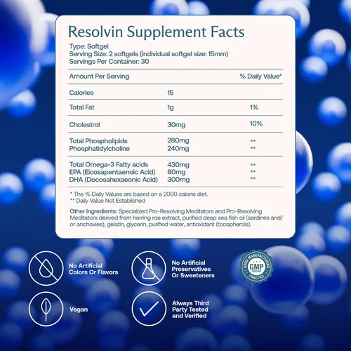 Miniatura 2 de BodyBio Resolvin - Mediadores especializados en resolución profesional SPM con extracto de caviar de arenque - Apoya una respuesta saludable a