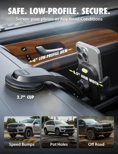 Miniatura 7 de Bracketron TripGrip - Soporte de teléfono de bajo perfil para salpicadero de automóvil, soportes de teléfono expandibles con un solo clic para tu