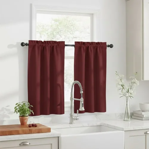 Miniatura 44 de NICETOWN Cenefas de Ventana Opacas con Aislamiento Térmico para Guardería - Paneles de Cortina con Bolsillo para Barra de Decoración del Hogar