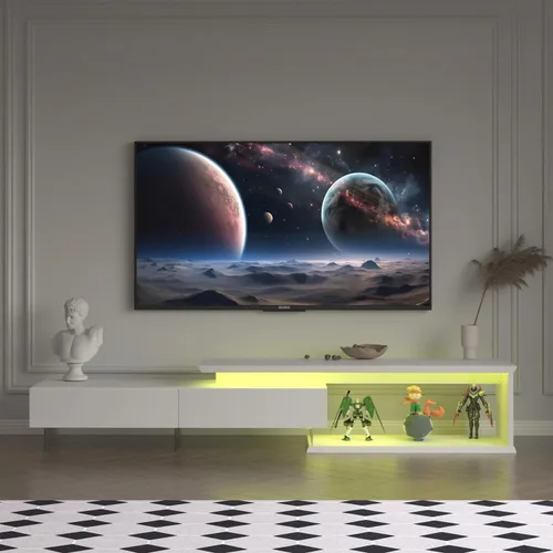 Miniatura 11 de Soporte de TV LED para TV de 55, 65, 75 pulgadas, centro de entretenimiento equipado con dos puertas abatibles, consola de TV de 50, 60, 70