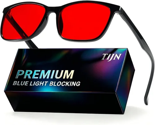Miniatura 11 de TIJN Lentes de dormir para 99.9% TR90 con bloqueo de luz azul y verde, doble revestimiento AR con lente roja para juegos de computadora que reducen