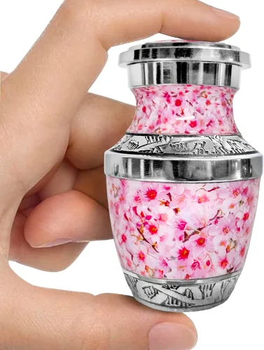 Miniatura 16 de Urna de flor de cerezo rosa para cenizas para mujeres, urnas de cremación grandes para mujeres adultas, urna funeraria conmemorativa para cenizas