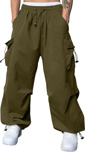 Miniatura 18 de JMIERR Pantalones Cargo Holgados para Hombre de Moda Casuales Pantalón de Paracaídas Ajuste Holgado Harem Joggers con Bolsillos para Ropa Urbana
