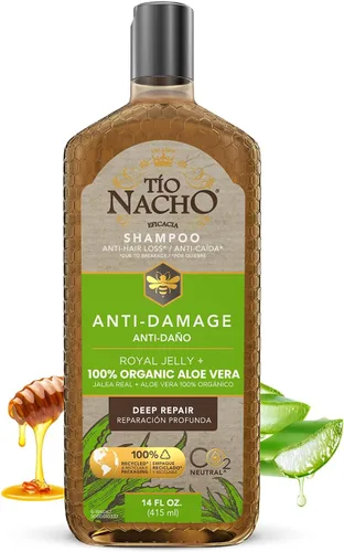 Miniatura 10 de Champú Tío Nacho Aloe Vera con jalea real y queratina, champú sin sulfato para cabello seco y dañado, tratamiento capilar de puntas abiertas para un