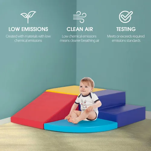 Miniatura 6 de Dkelincs Bloques de escalada de espuma suave de 4 piezas para niños pequeños de 1 a 3 años, estructuras de juego de actividades para gatear