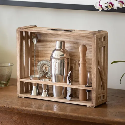 Miniatura 7 de Mixology - Kit de barman con soporte, juego de bar para el hogar con 25 recetas de cóctel para mezclar bebidas, kit ideal de barman para regalo