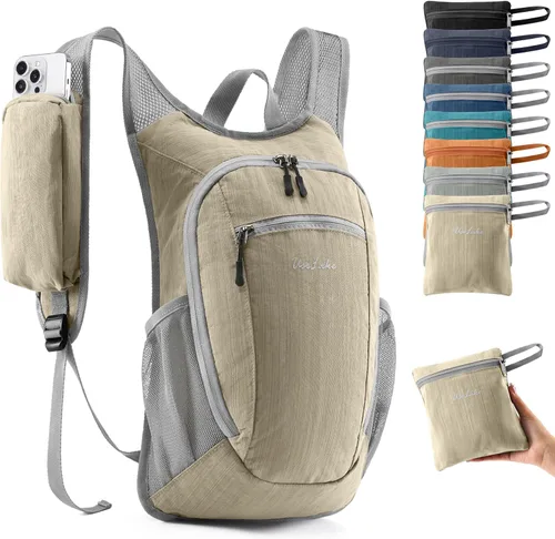 Miniatura 9 de Uselike 10L Mochila pequeña de senderismo para viajes, mochila de día plegable, ligera y compacta para mujeres y hombres, Negro, Pequeño, Compacto